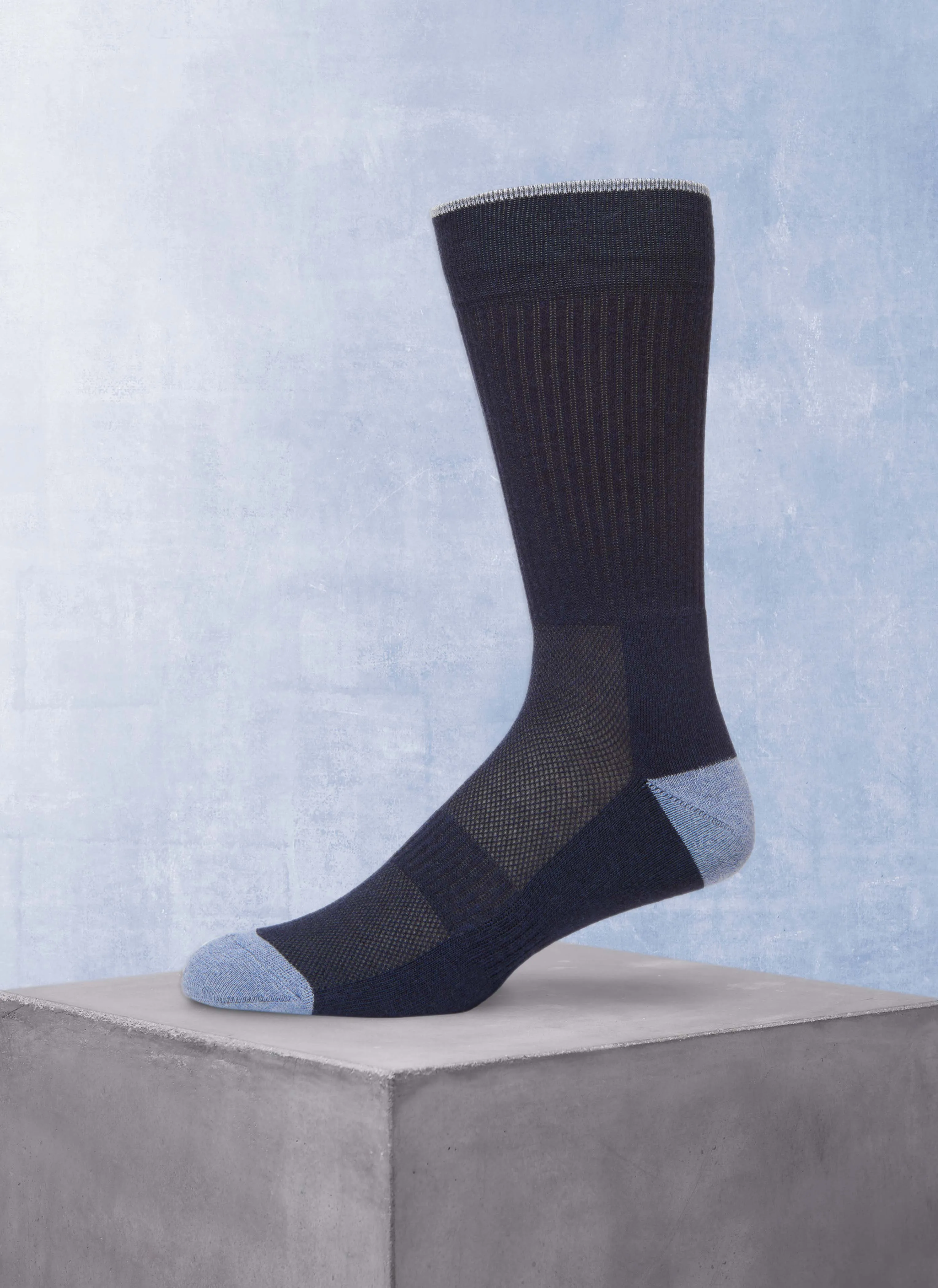 3-Pack Organic Cotton Fashion Mid-Calf Sport Socks in Blue Denim