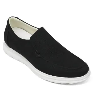 5 CM / 1.95 Inches CMR CHAMARIPA Height Increasing Shoes for Men - Black Canvas Slip-On Elevator Loafers