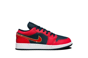 Air Jordan 1 Low SE Kids' Shoes - Navy/Gold/Red - Size 5.5