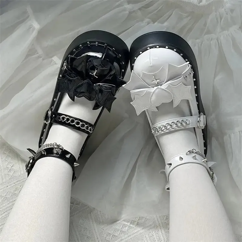 binfenxie  -  Devil Style Gothic Punk Girls Party Lolita Shoes Sweet Platform Loli Shoes High Heel Wedge Harajuku Goth Female Shoes