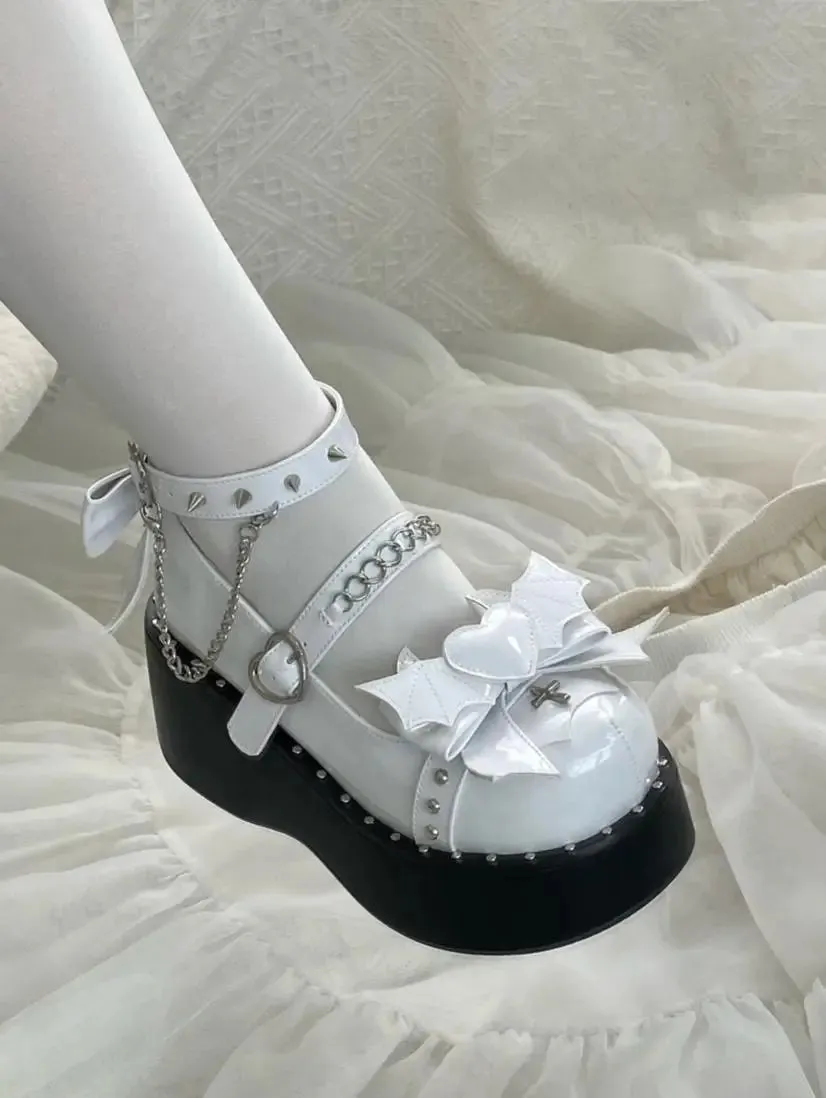 binfenxie  -  Devil Style Gothic Punk Girls Party Lolita Shoes Sweet Platform Loli Shoes High Heel Wedge Harajuku Goth Female Shoes