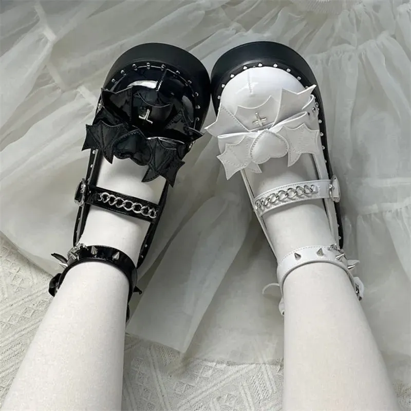 binfenxie  -  Devil Style Gothic Punk Girls Party Lolita Shoes Sweet Platform Loli Shoes High Heel Wedge Harajuku Goth Female Shoes