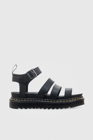 Blaire Leather 3 Strap Sandals - Black Hydro