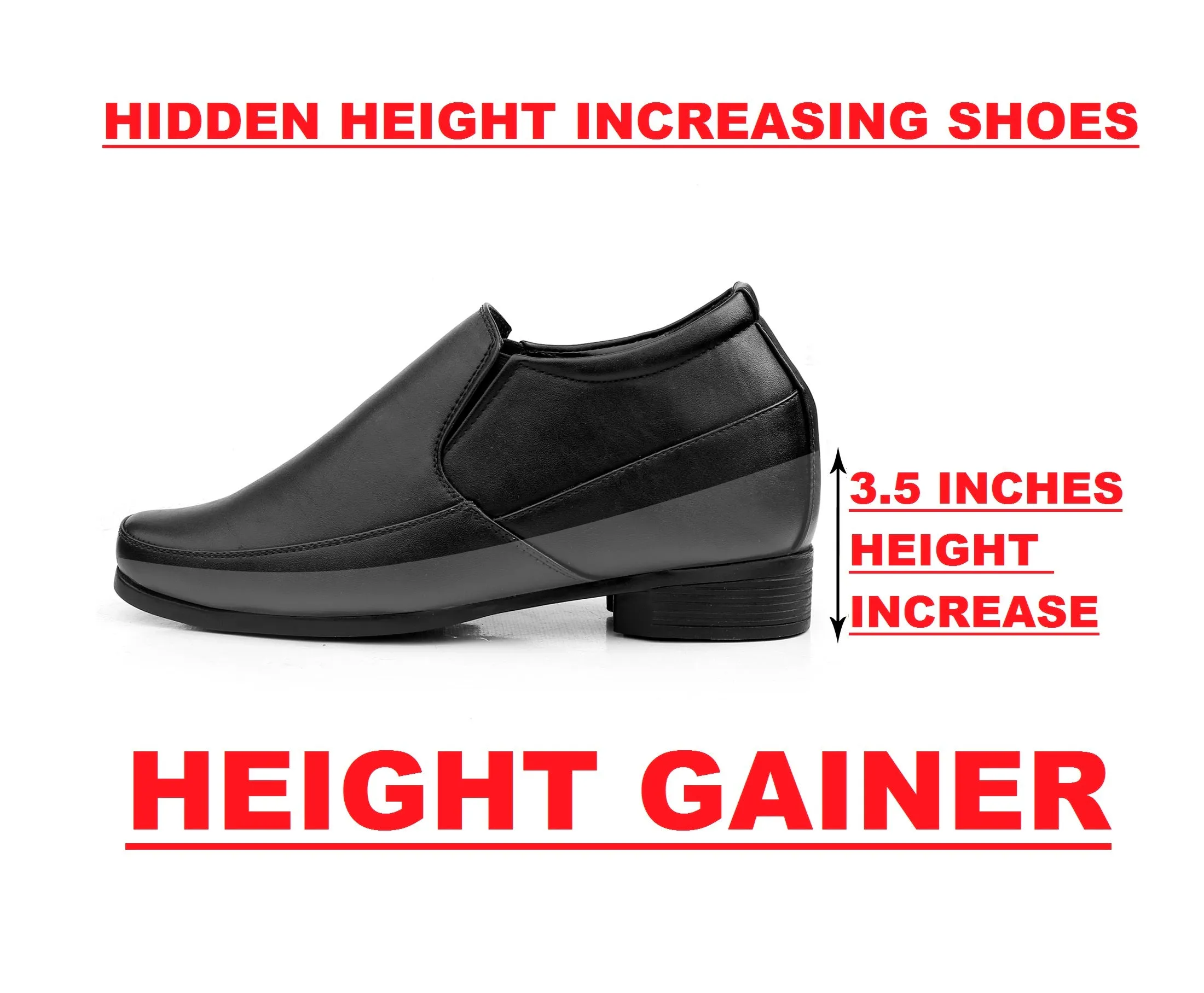 BXXY Men's Hidden Height Increasing Office Wear Formal Slip-on Shoes