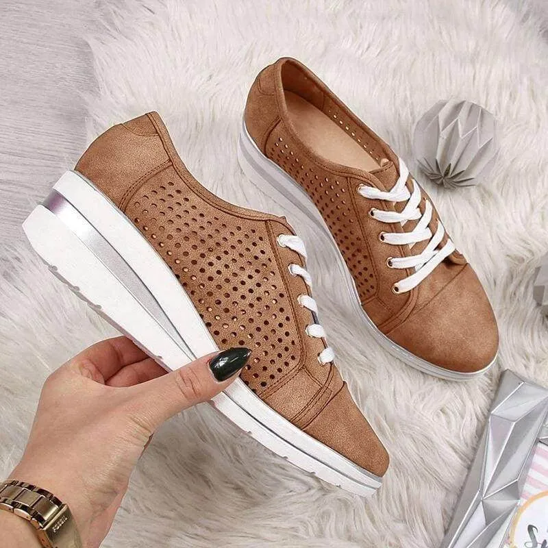 Casual Canvas Wedge Sneakers for Summer and Autumn with Breathable Air Mesh and Medium Heel