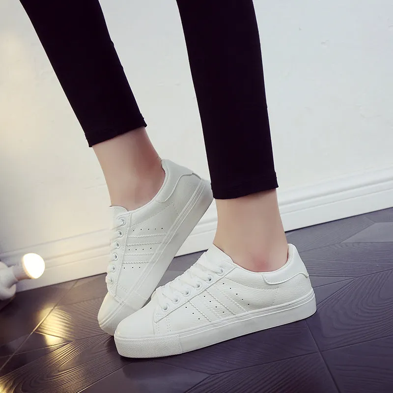 casual lace-up white shoes sneakers