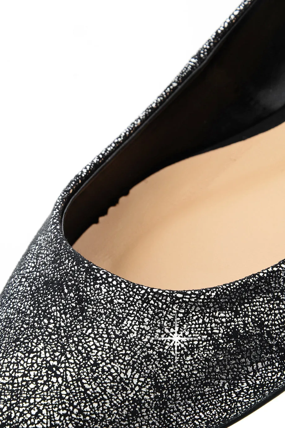 CECCONELLO LEELA Silver Crackled Ballerinas