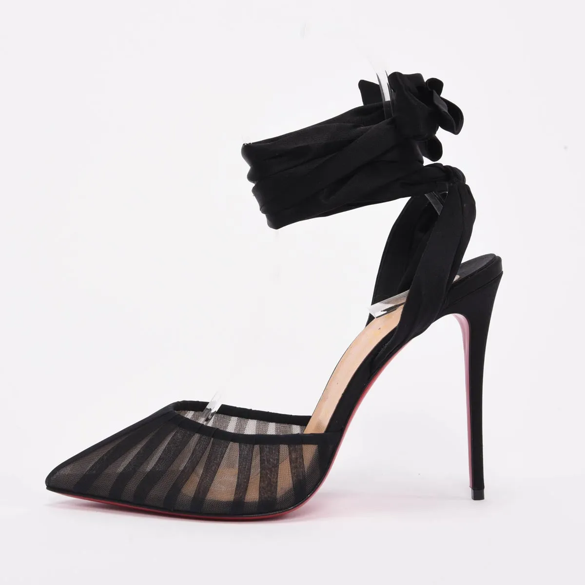 Christian Louboutin Black Pleated Organza Noor 100 Pumps 41