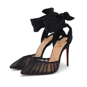 Christian Louboutin Black Pleated Organza Noor 100 Pumps 41