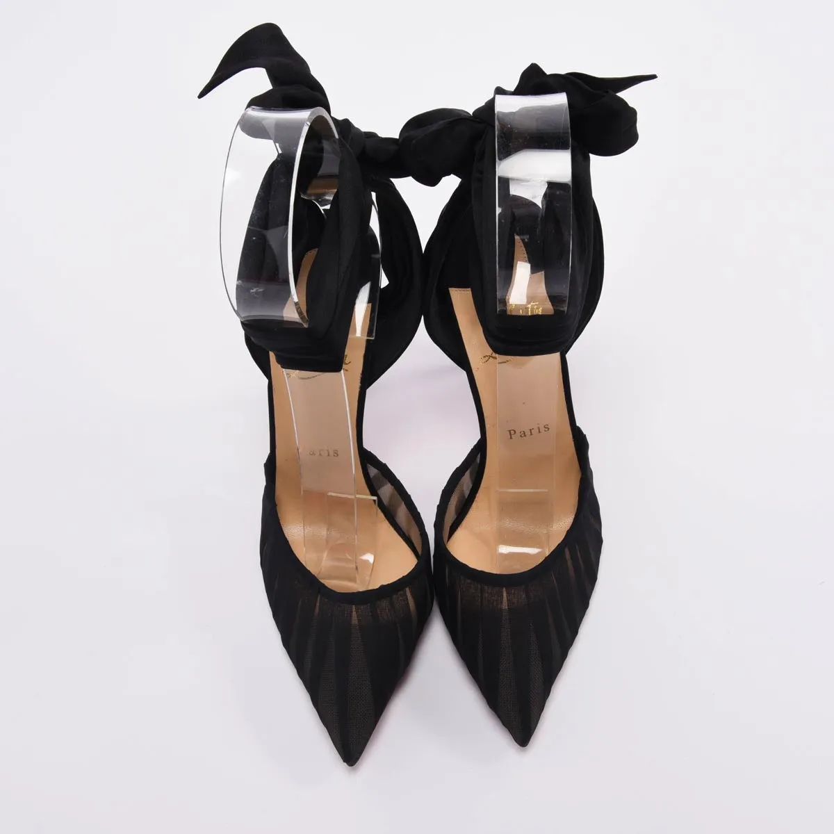 Christian Louboutin Black Pleated Organza Noor 100 Pumps 41