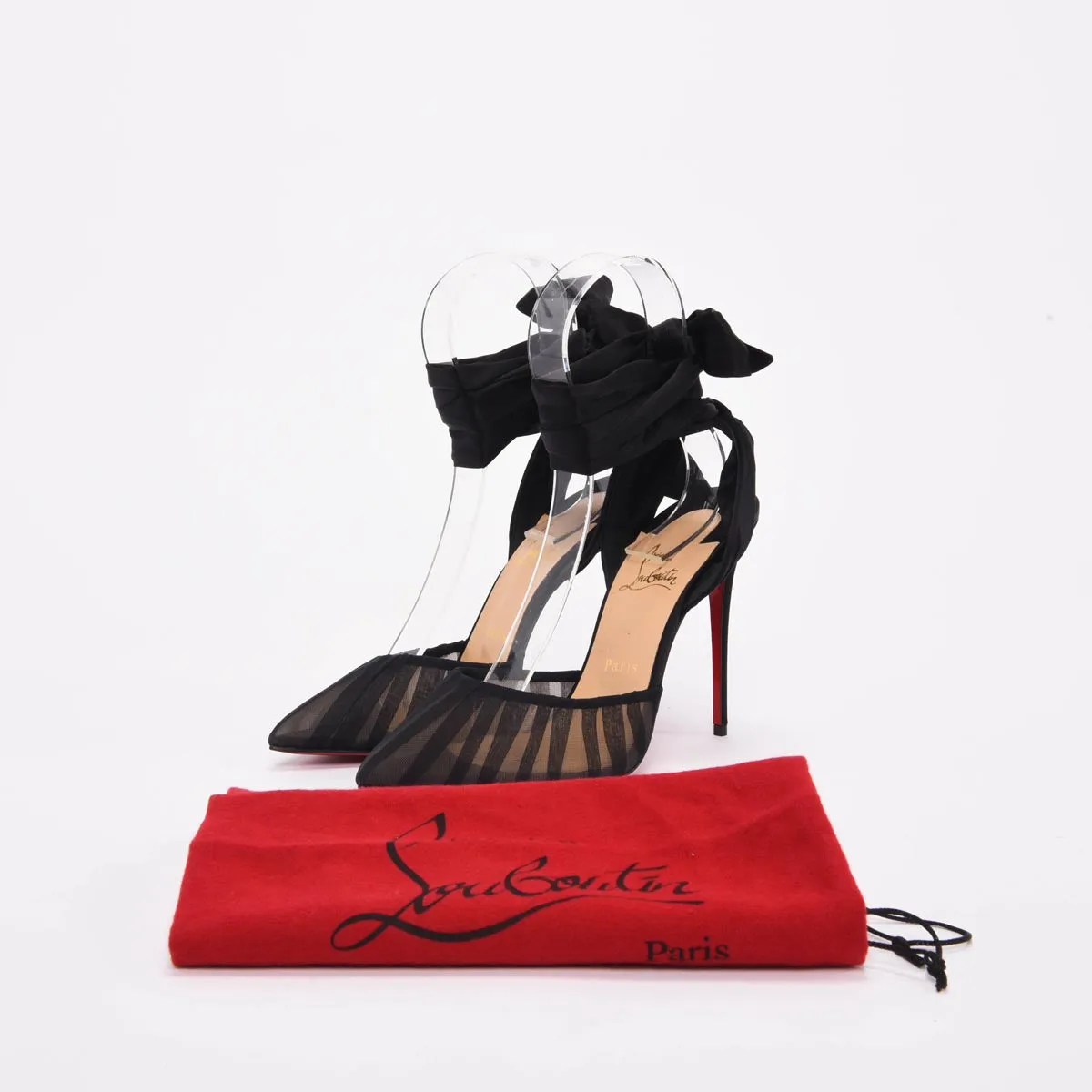 Christian Louboutin Black Pleated Organza Noor 100 Pumps 41