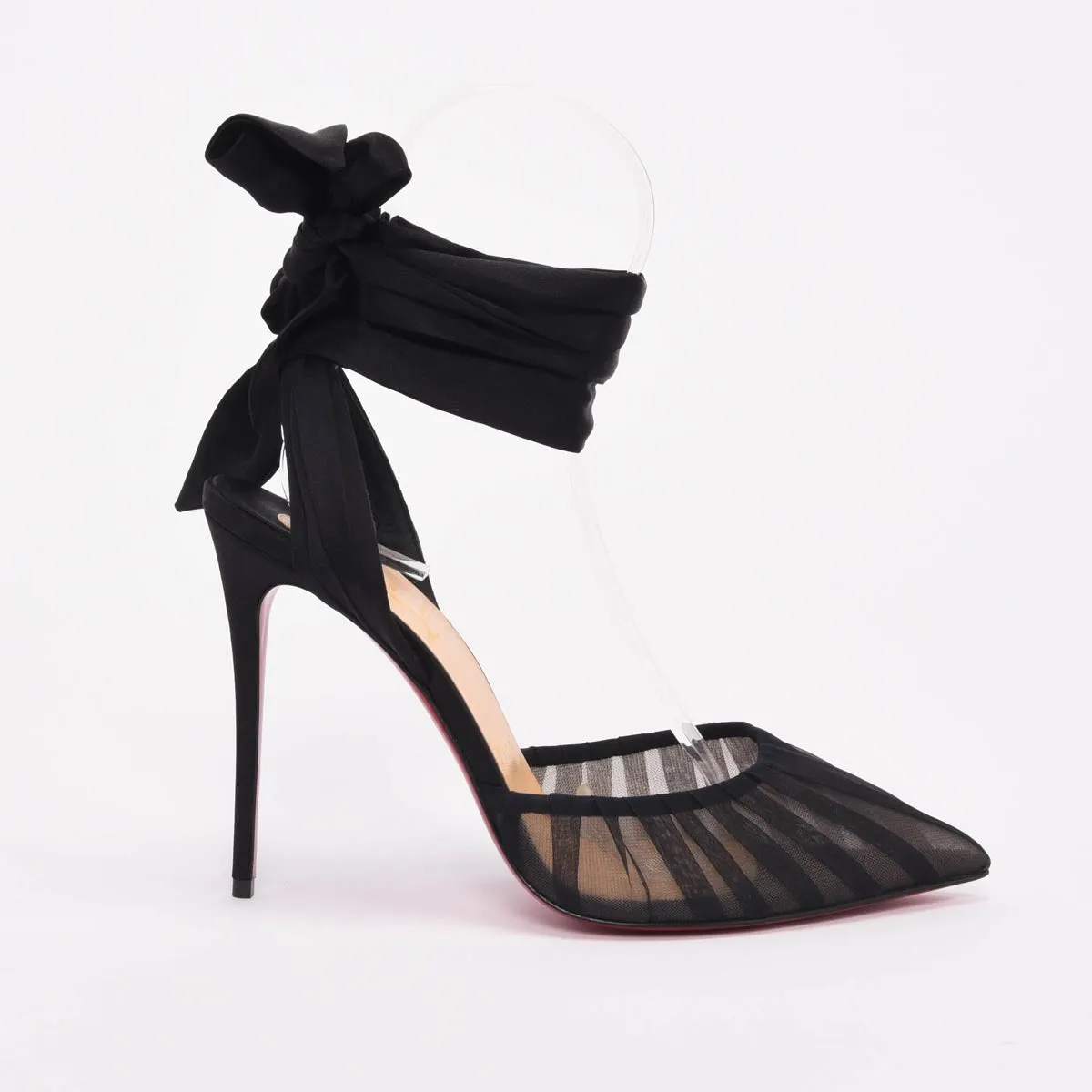 Christian Louboutin Black Pleated Organza Noor 100 Pumps 41