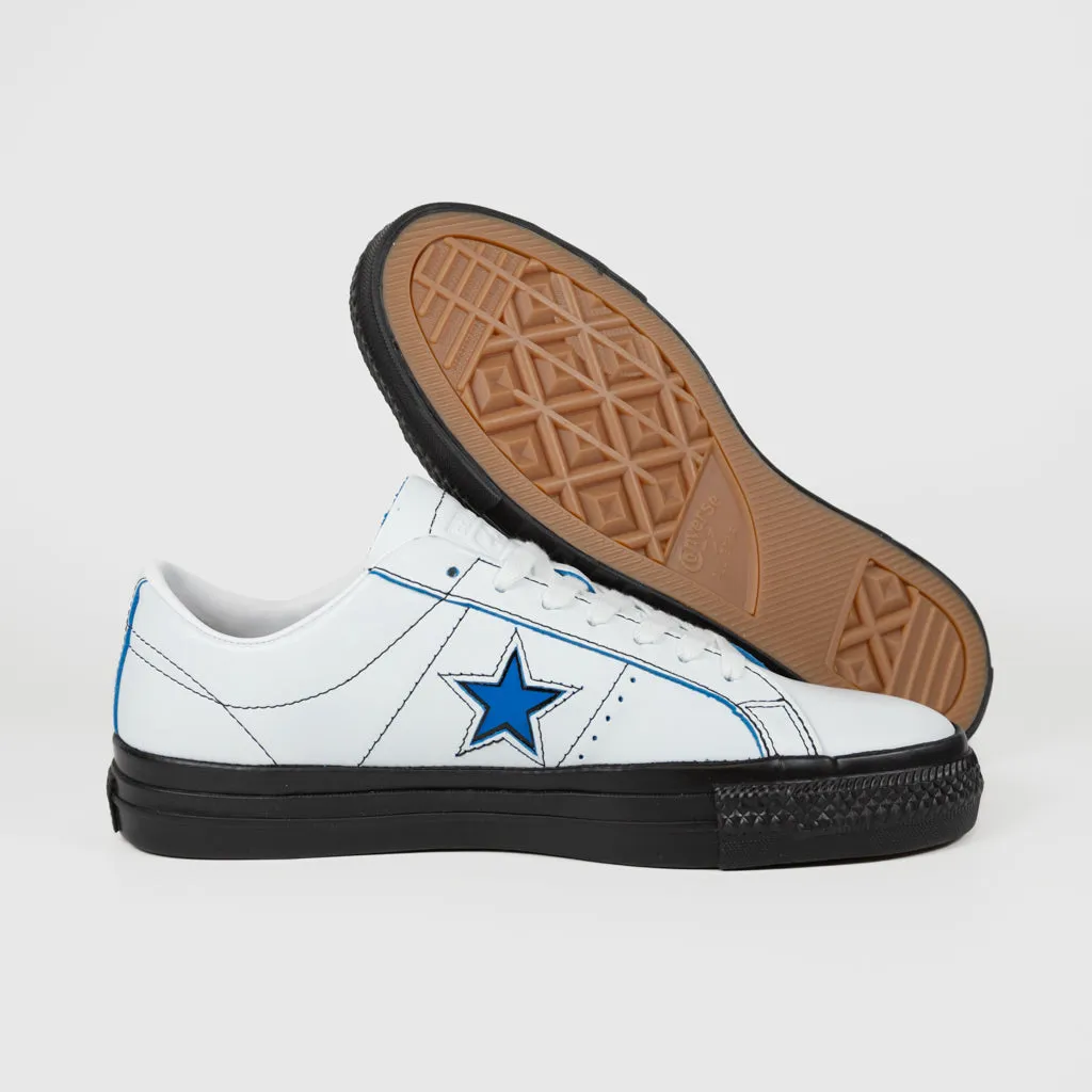 Converse Cons - One Star Pro Ox Eddie Cernicky Shoes - White / Black / Kinetic Blue