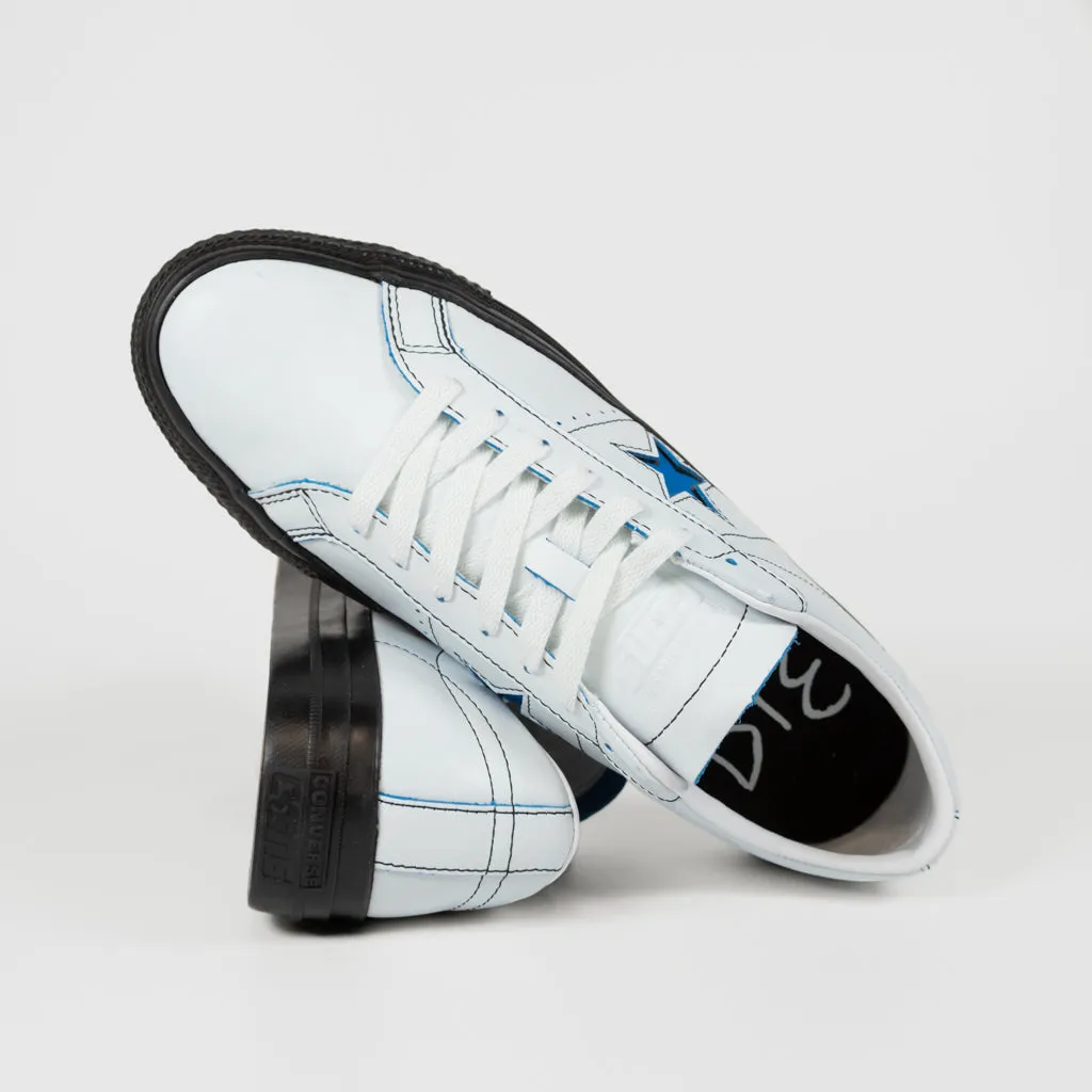 Converse Cons - One Star Pro Ox Eddie Cernicky Shoes - White / Black / Kinetic Blue