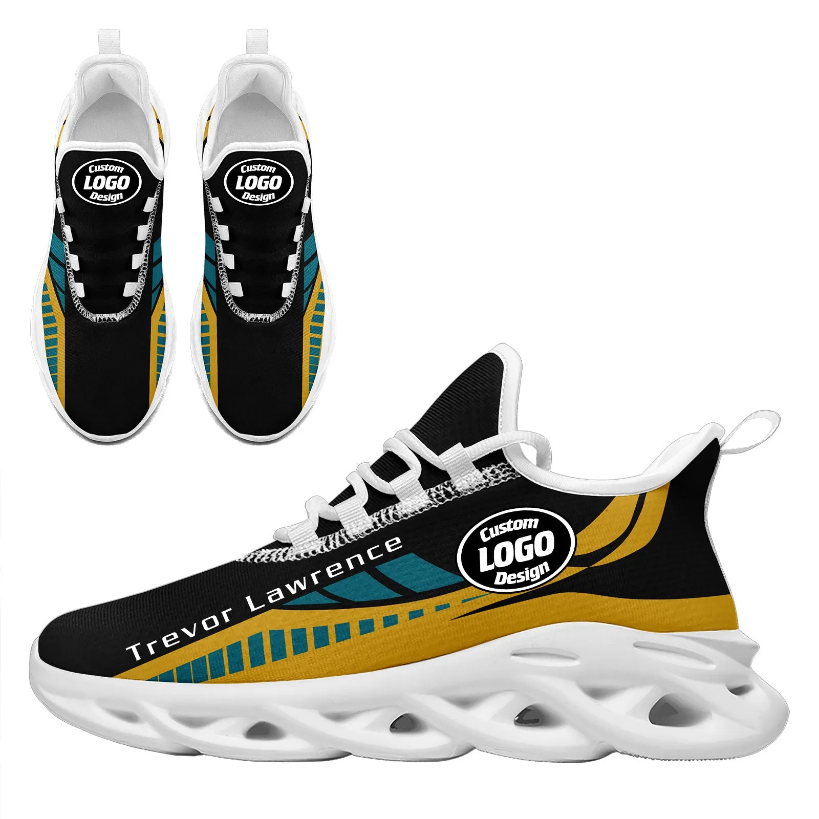 Custom Black Yellow Jacksonville Maxsoul Shoes Personalized Sneaker FN003-D020325-16