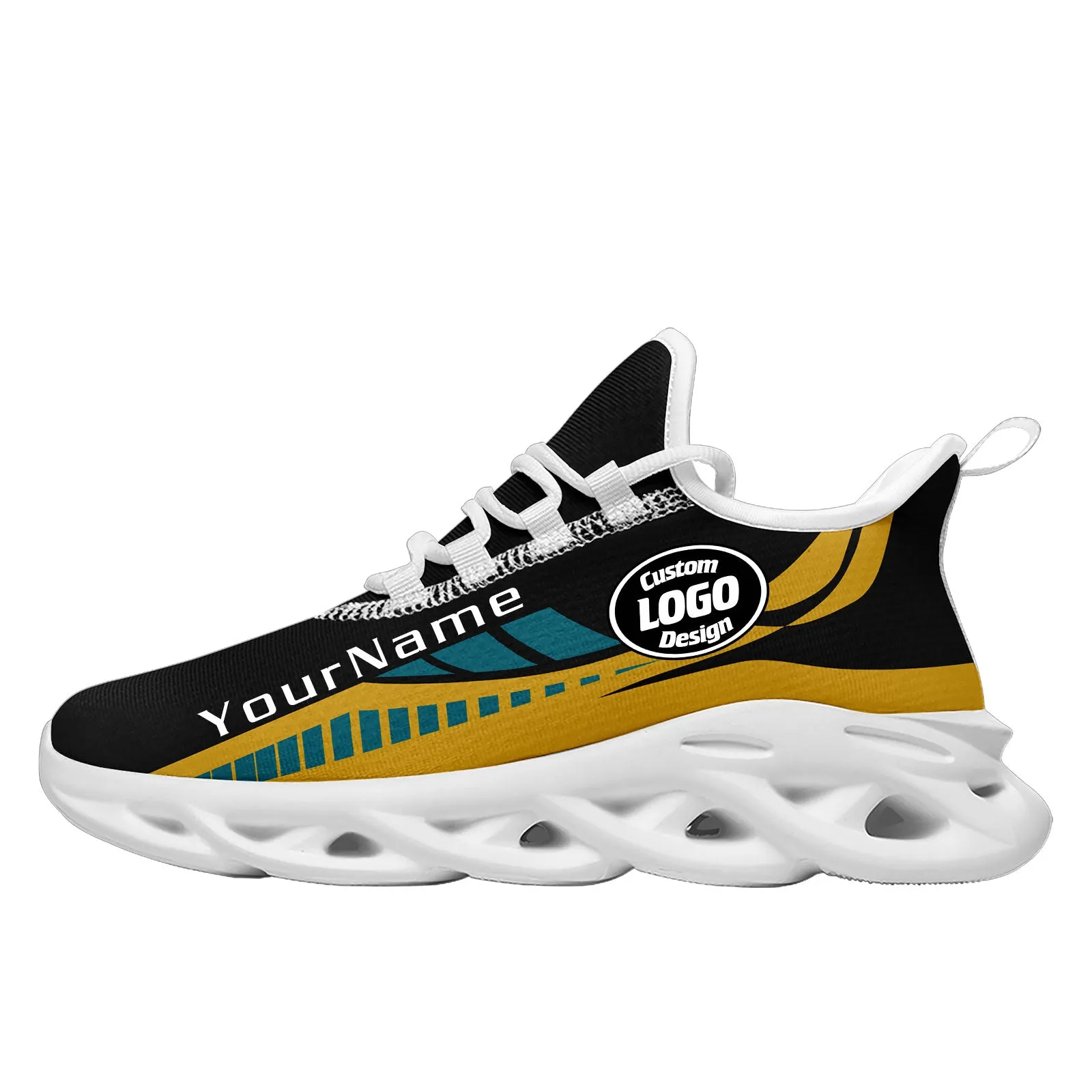 Custom Black Yellow Jacksonville Maxsoul Shoes Personalized Sneaker FN003-D020325-16