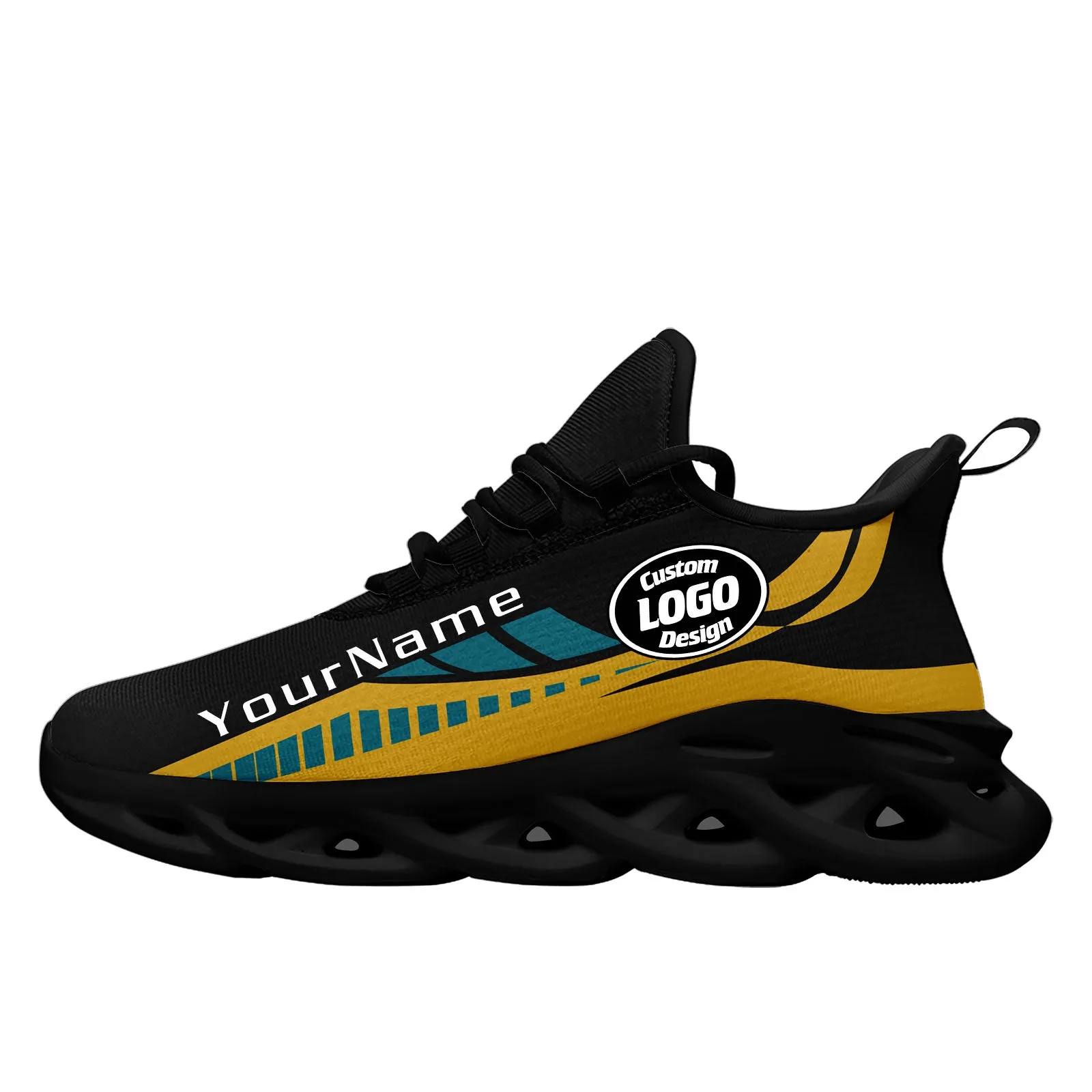 Custom Black Yellow Jacksonville Maxsoul Shoes Personalized Sneaker FN003-D020325-16