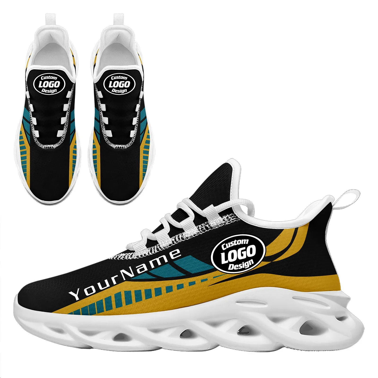 Custom Black Yellow Jacksonville Maxsoul Shoes Personalized Sneaker FN003-D020325-16