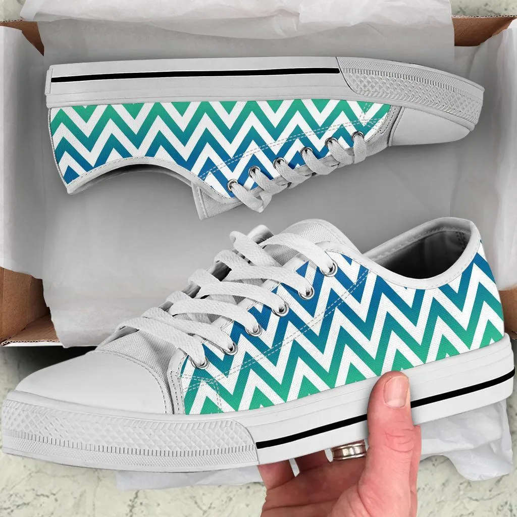 Custom Sneakers - Blue and Green Pattern