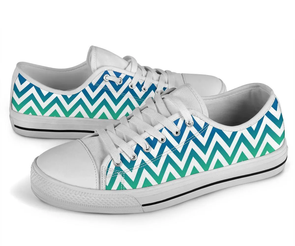 Custom Sneakers - Blue and Green Pattern