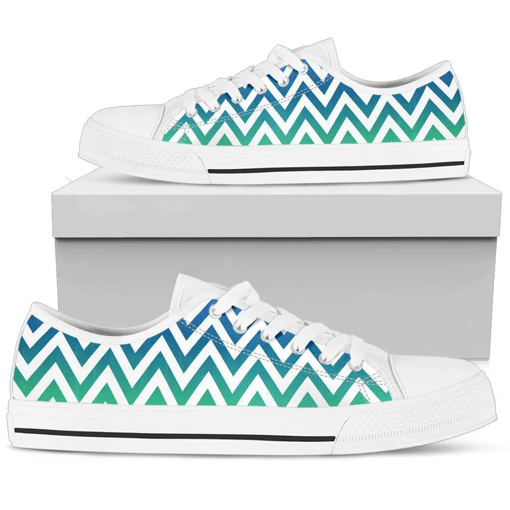 Custom Sneakers - Blue and Green Pattern