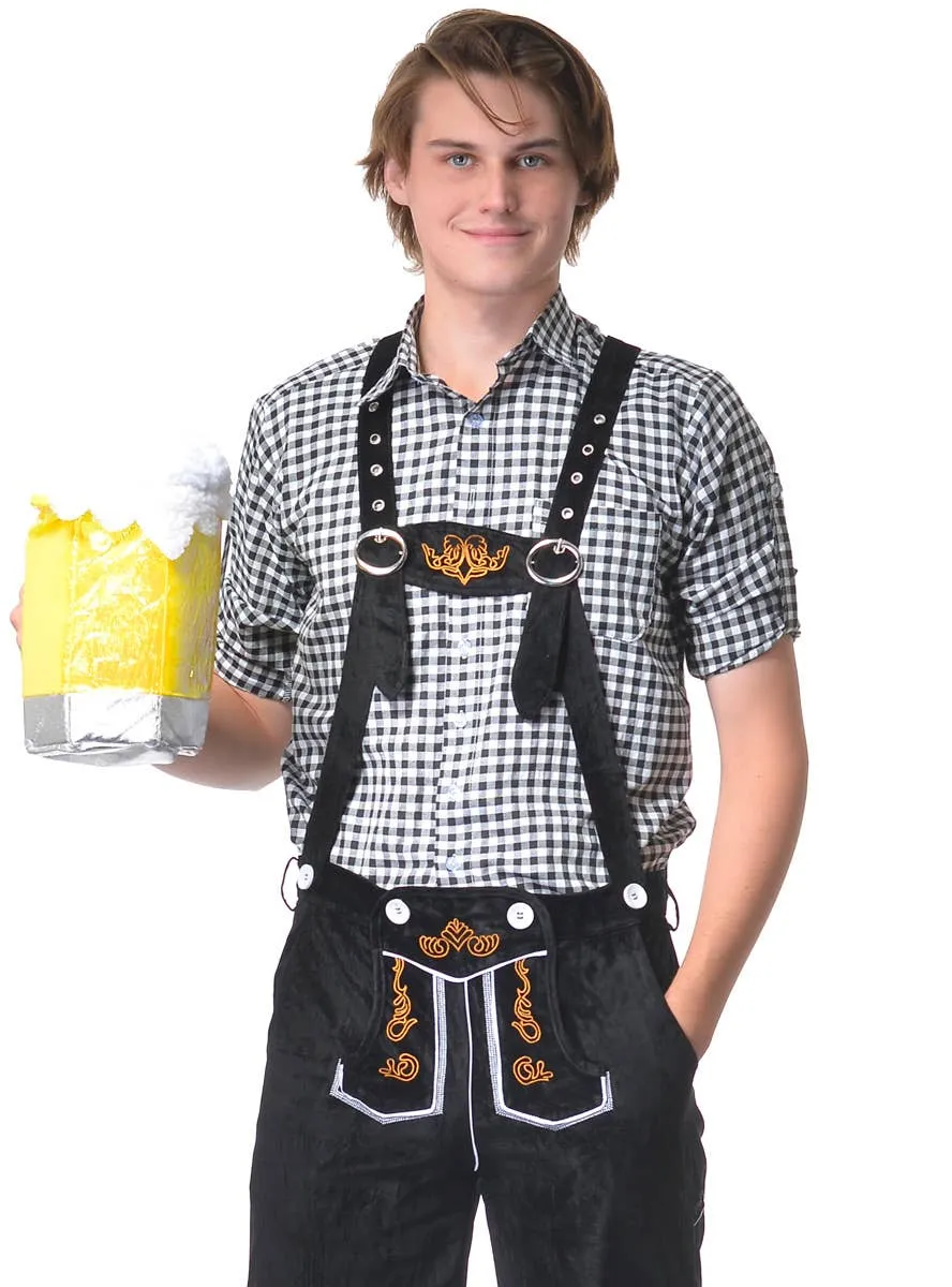 Deluxe Checkered Black Bavarian Mens Oktoberfest Costume