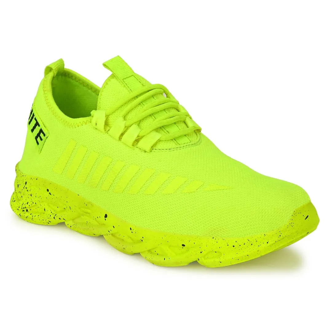 Designer Green Mesh Self Design Running Shoes For Men And Boys