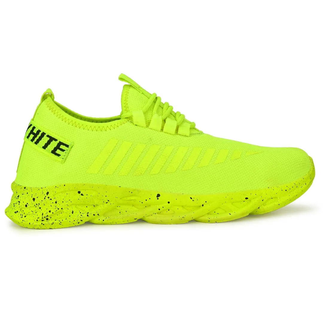 Designer Green Mesh Self Design Running Shoes For Men And Boys