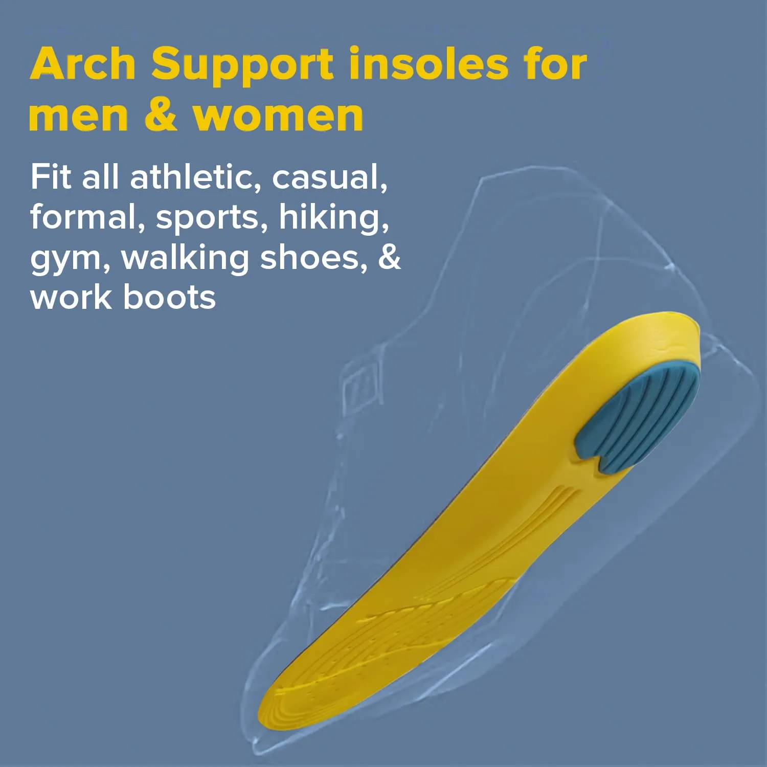 Dr Foot Gel Insoles Pair | For Walking, Running Shoes | All Day Comfort Shoe Inserts With Dual Gel Technology | Ideal Full-Length Sole For Every Shoe | For Both Men & Women- 1 Pair (Free) (Pack of 10)