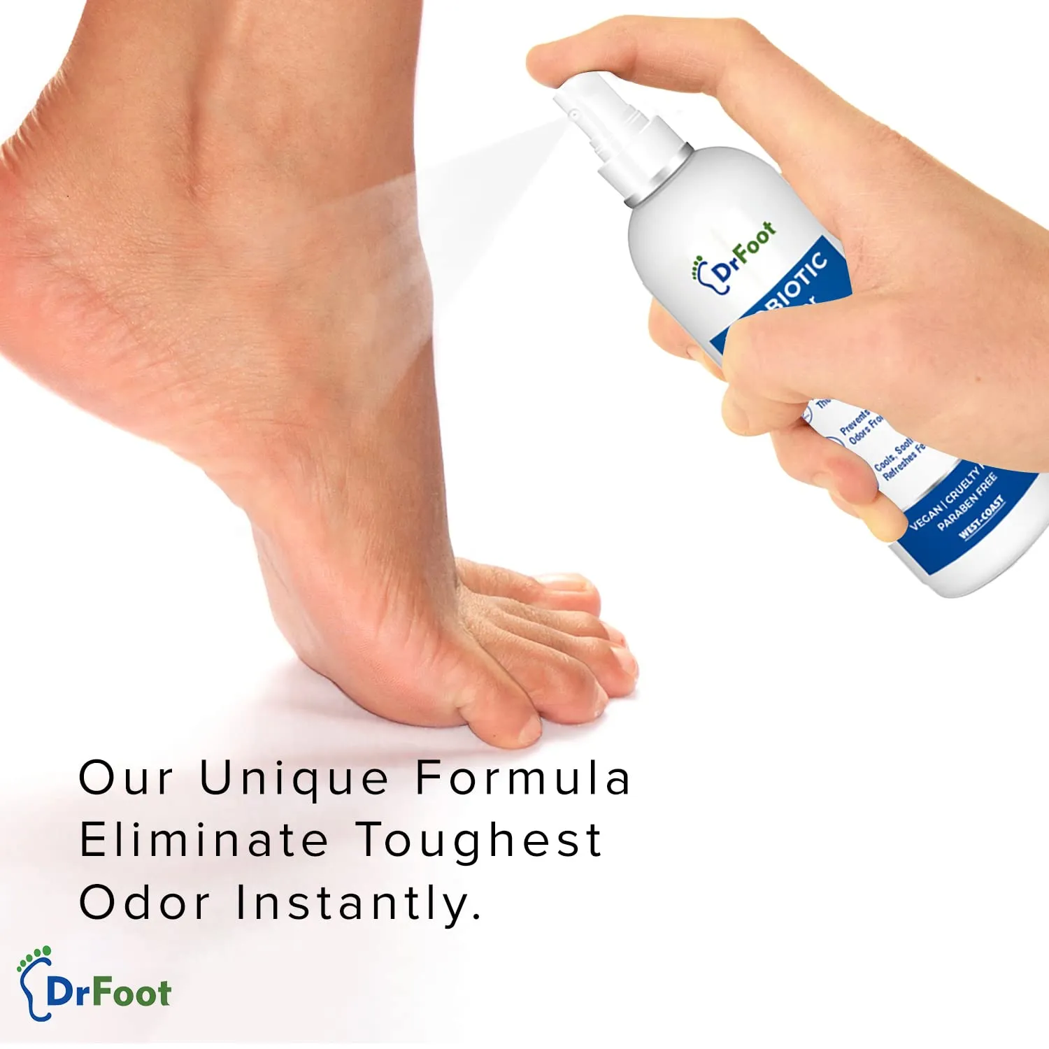 Dr Foot Probiotic Foot Odor Spray Helps to remove Feet & Shoes Worst Odors, Cools, Soothes & Refreshes Feet with the goodness of Lemon Grass Oil, Tea Tree Oil - 100ml (Pack of 10)