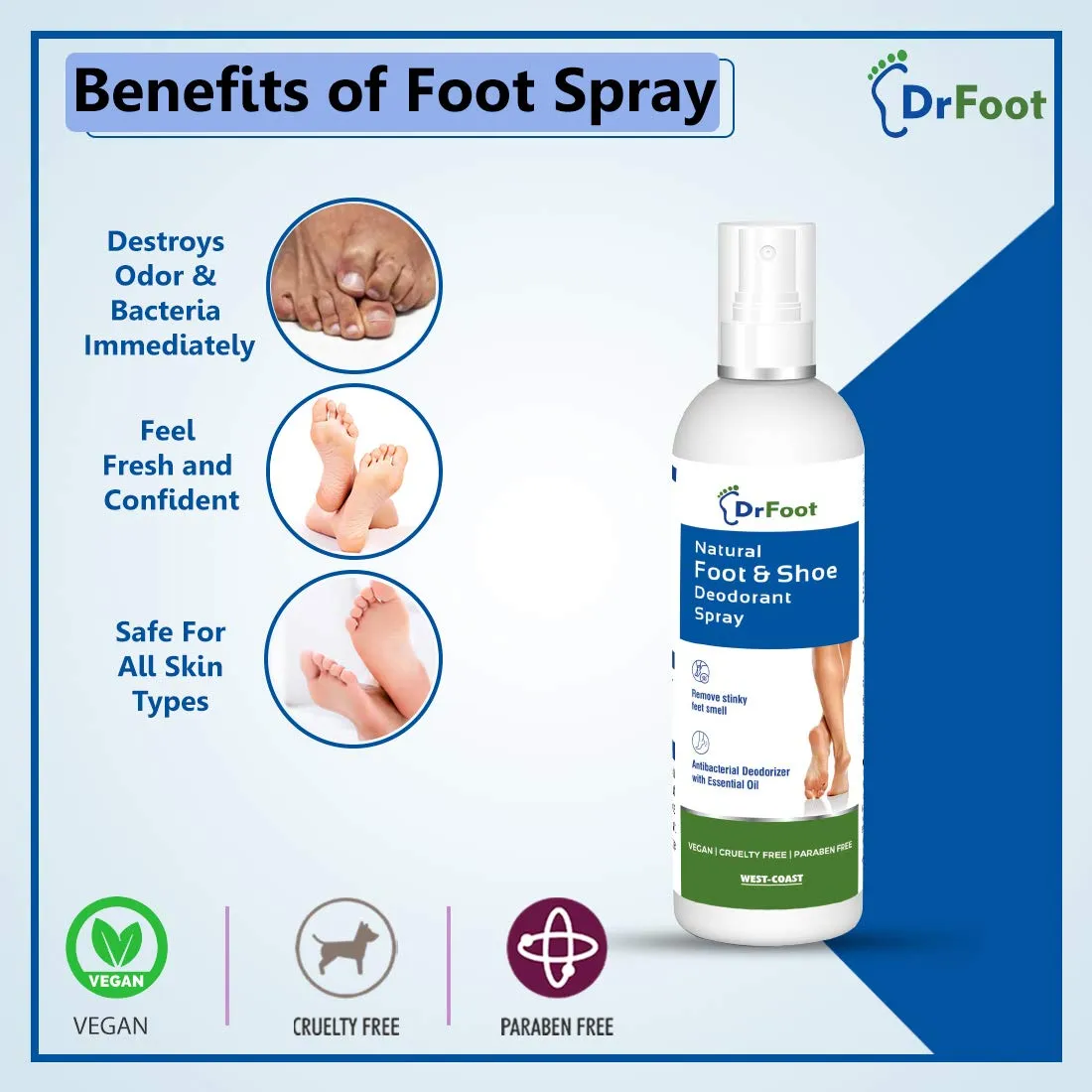 Dr Foot|Natural Foot&Shoe Unisex Deodorant Spray|Sanitizer Spray|Foot Spray|With Essential Oils|Foot Spray For Smelly Feet|Shoe Spray For Bad Smell|Shoe Smell Remover Spray|Shoe Freshener,1 Count