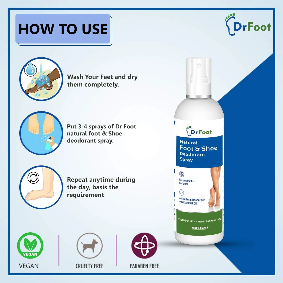 Dr Foot|Natural Foot&Shoe Unisex Deodorant Spray|Sanitizer Spray|Foot Spray|With Essential Oils|Foot Spray For Smelly Feet|Shoe Spray For Bad Smell|Shoe Smell Remover Spray|Shoe Freshener,1 Count