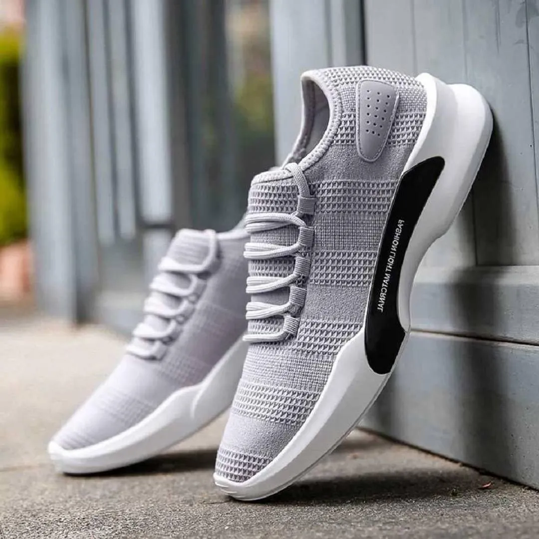 Elegant Grey Mesh Solid Sports Shoes For Men