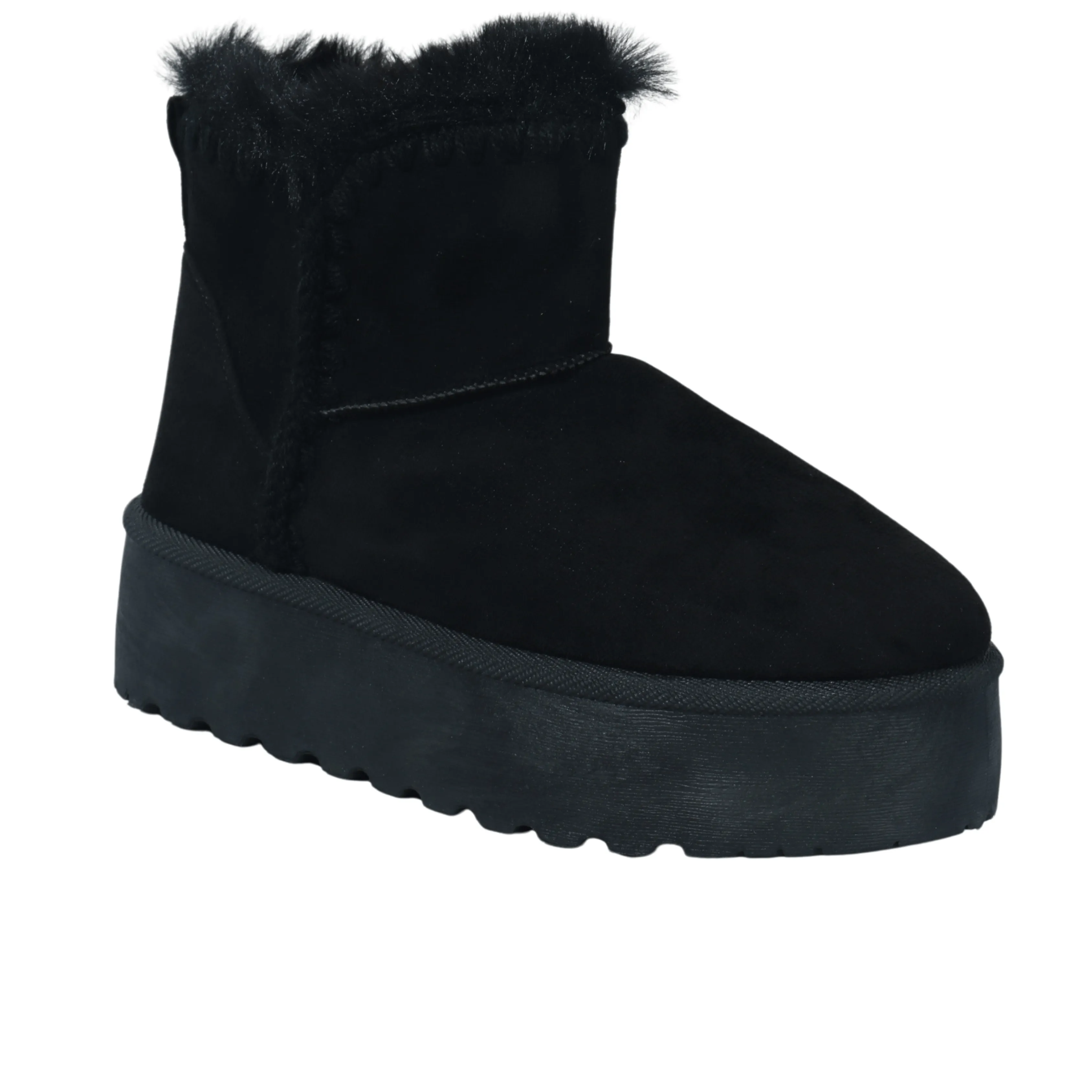 ESCAPE -  Faux fur lined Faux suede platform boots