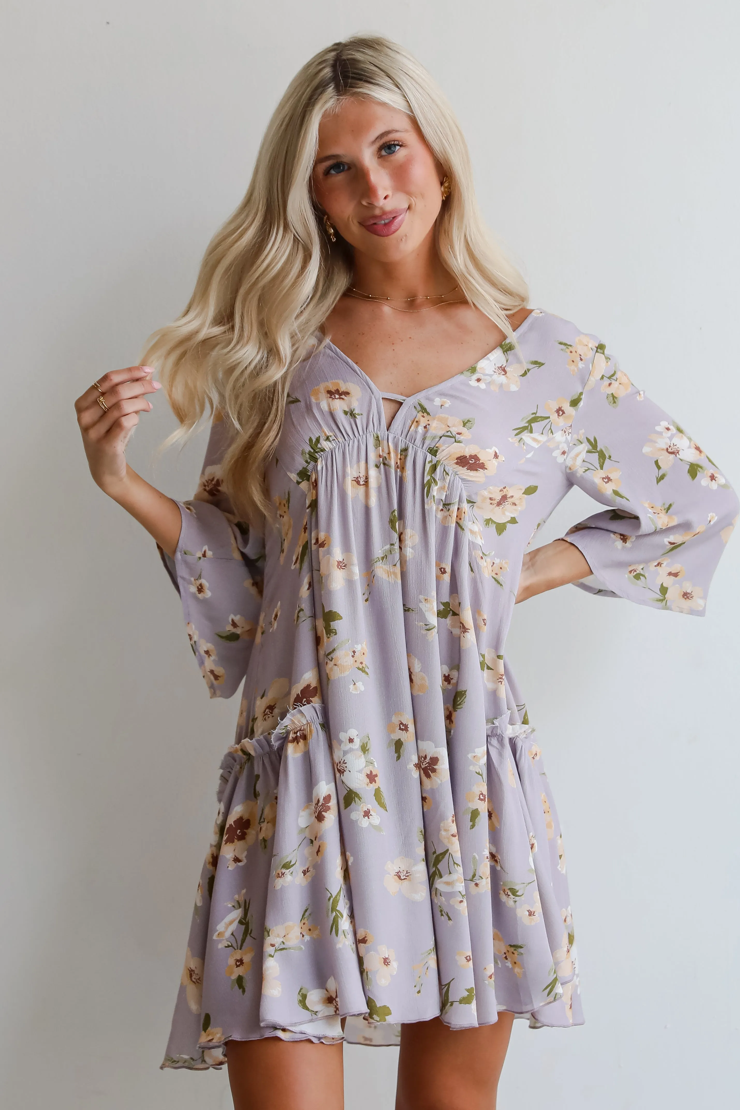 FINAL SALE - Your Sweetie Lilac Floral Mini Dress