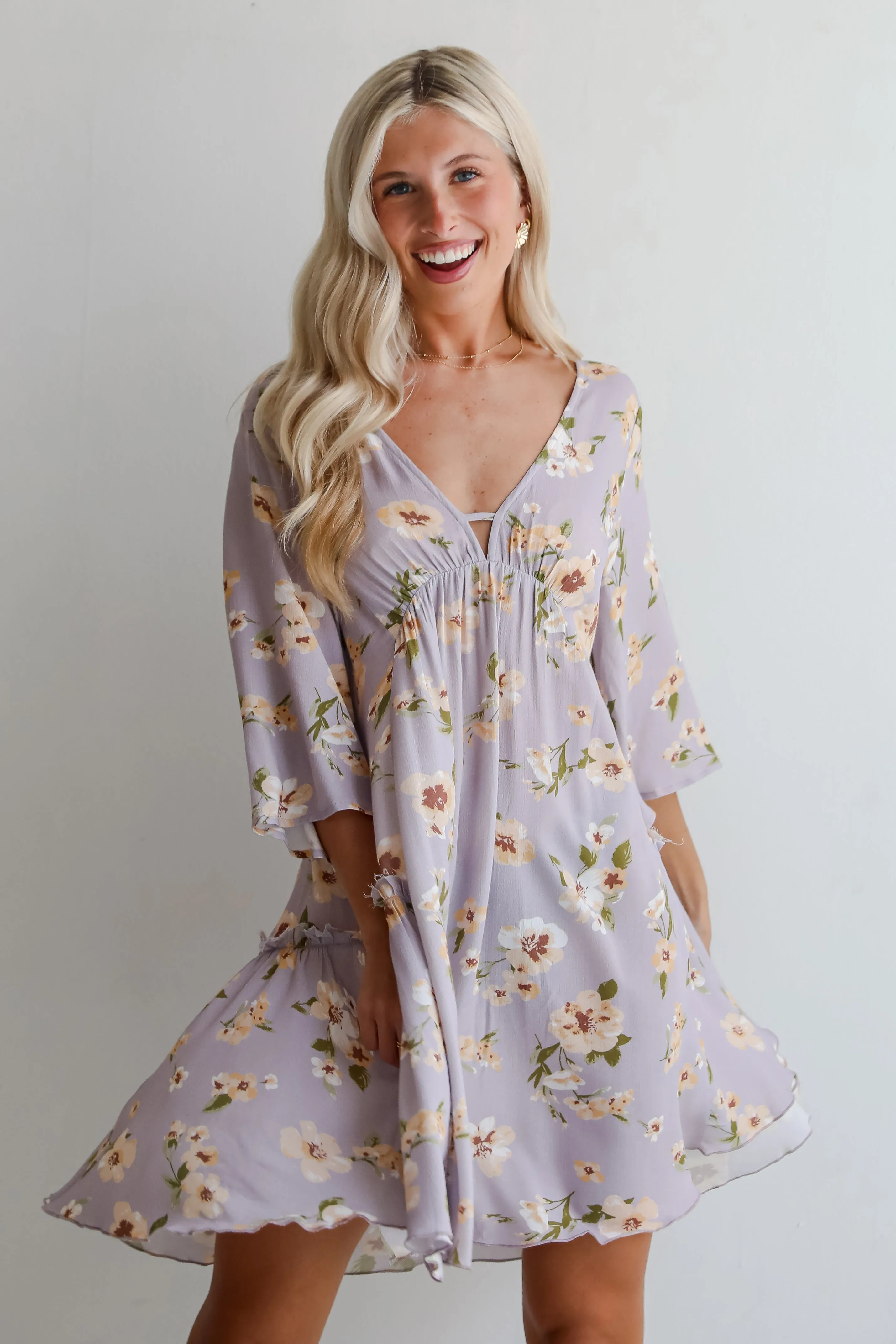 FINAL SALE - Your Sweetie Lilac Floral Mini Dress