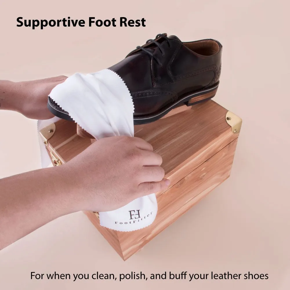 FootFitter Shoe Shine Set & Grand Cedar Wood Storage Box - Shoe Polish Cream