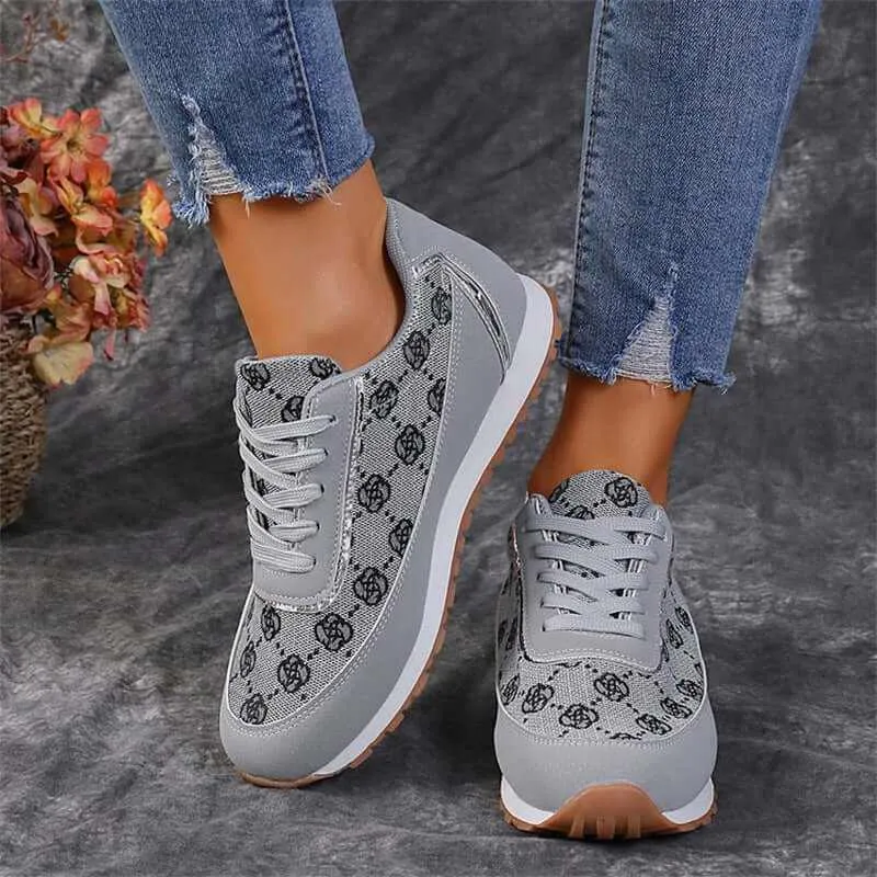 Glow Chic's Floral Lace-up Lightweight Sneakers