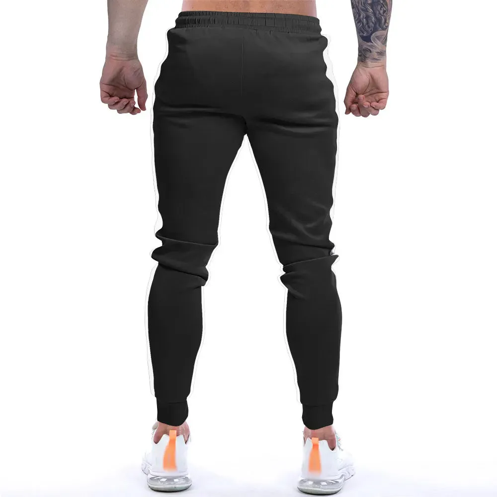 GODLIKEU Sports Pants Mens Fitness Striped Black Training Elastic Waist Jogger Running Trousers