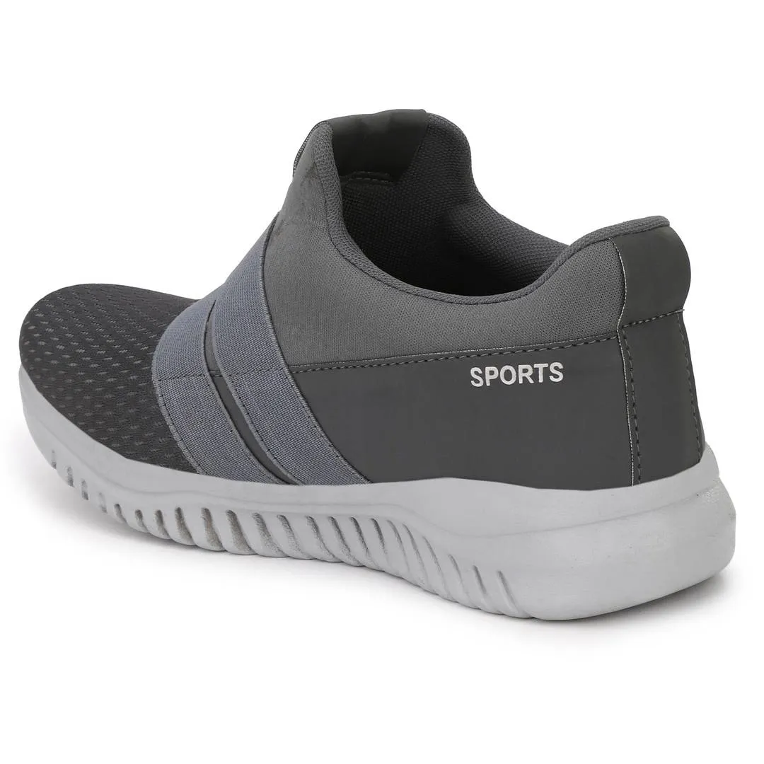 Grey Canvas Mesh Slip On Velcro Casual Wear Walking Running Training Gym Football Sports Shoes