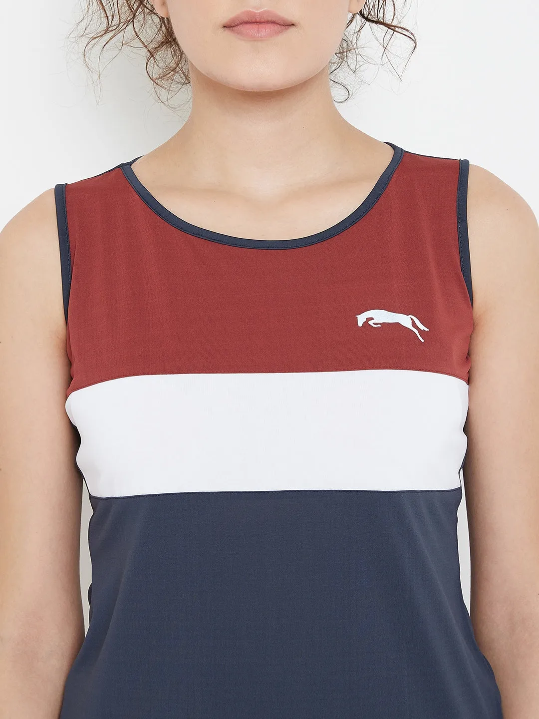 JUMP USA Women Colourblocked Round Neck Training Tank Top