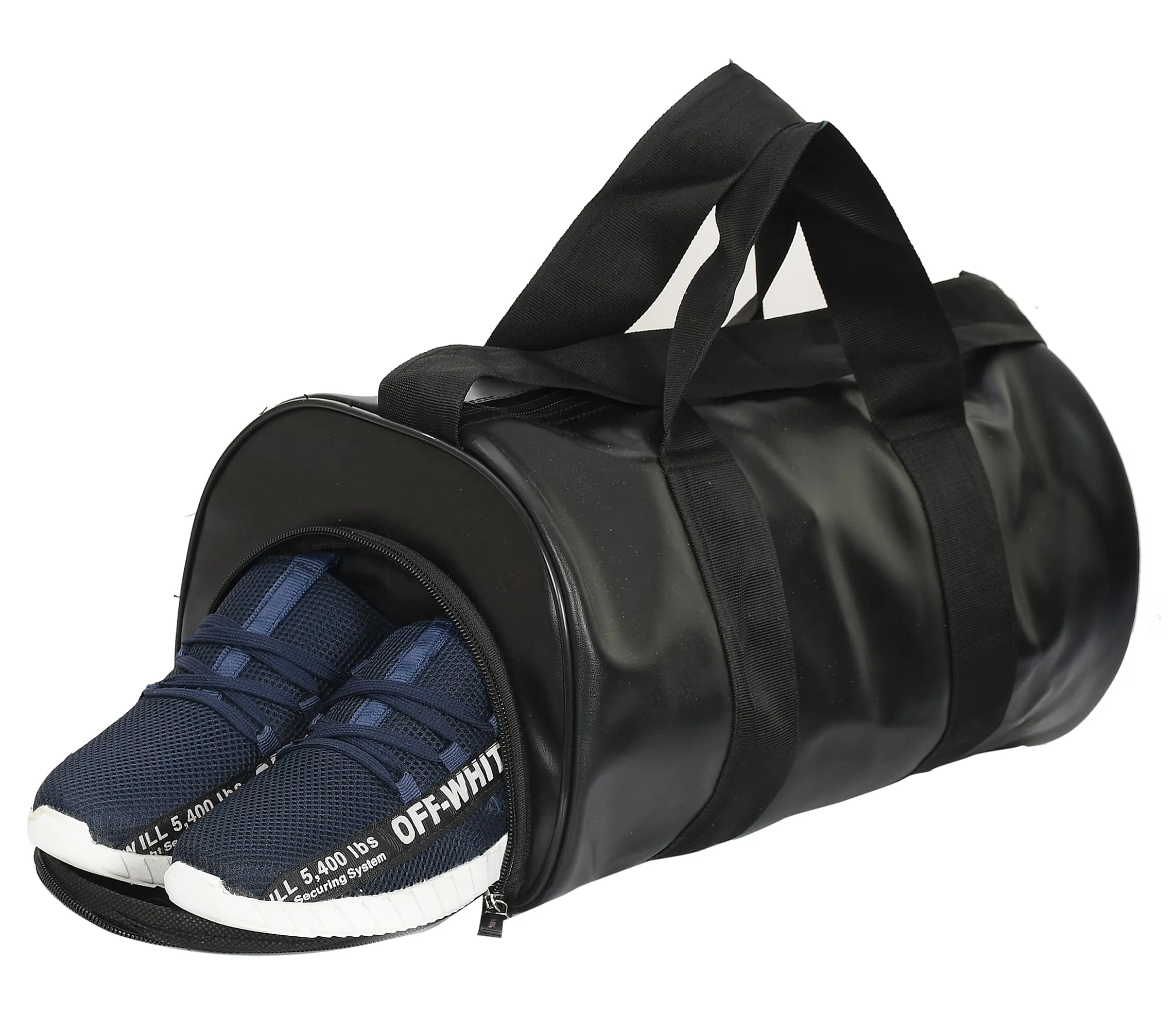 Kuber Industries Soft Duffle Gym Bag with Shoes Compartment (Black)