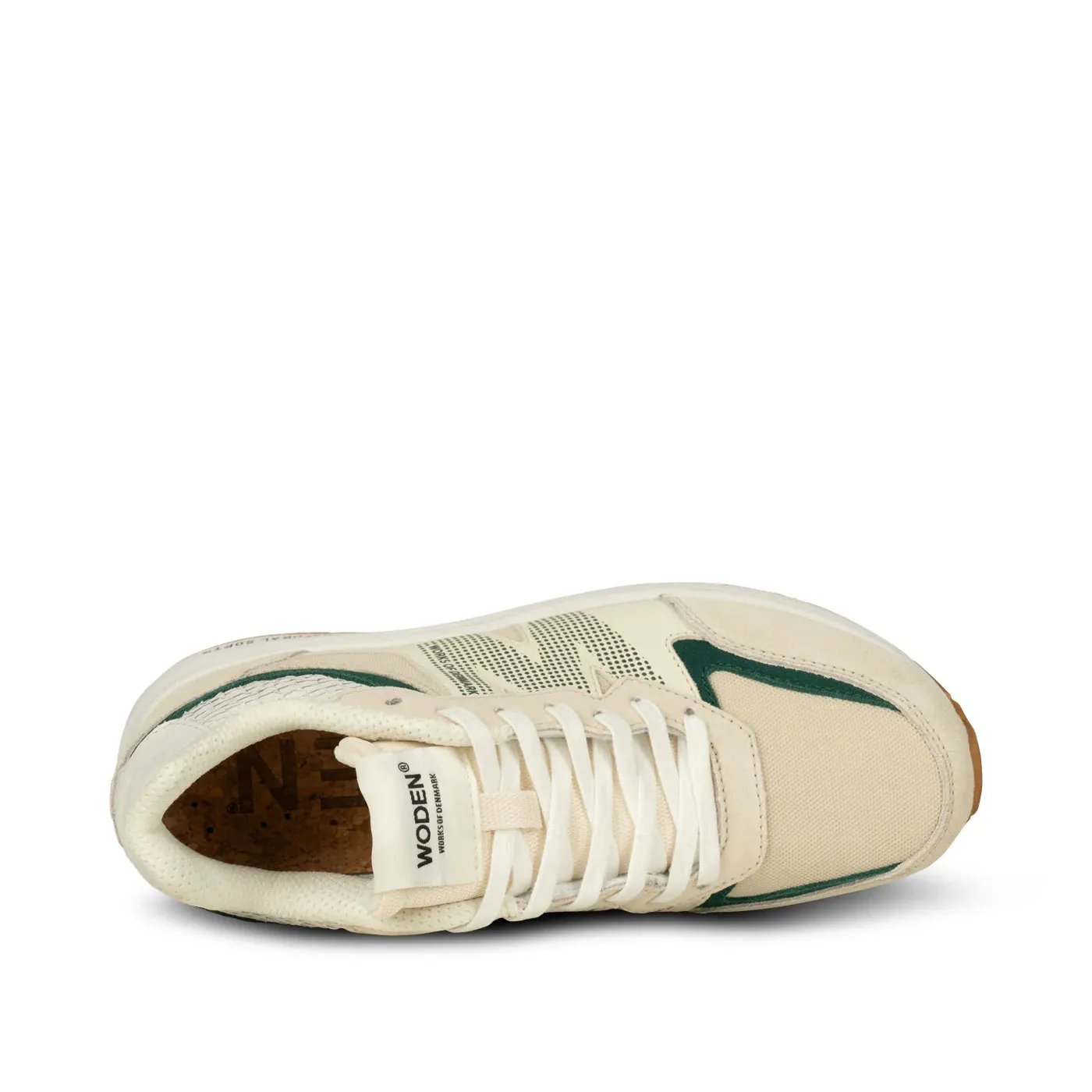 LAST PAIR in 42 - Woden Rigmor Sneaker - Blanc de Blanc/Deep Forest