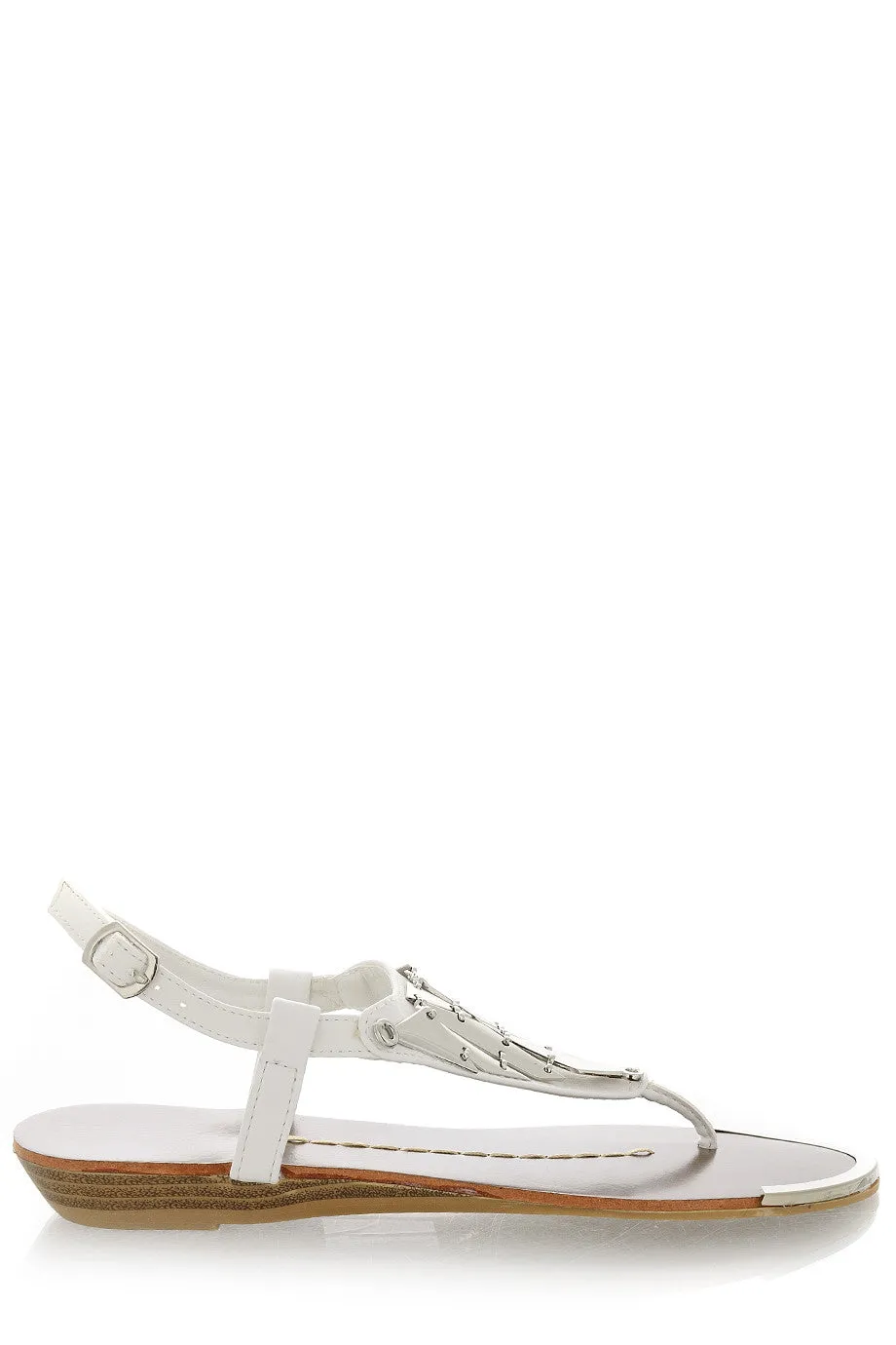 LILOU White Metallic Element Sandals