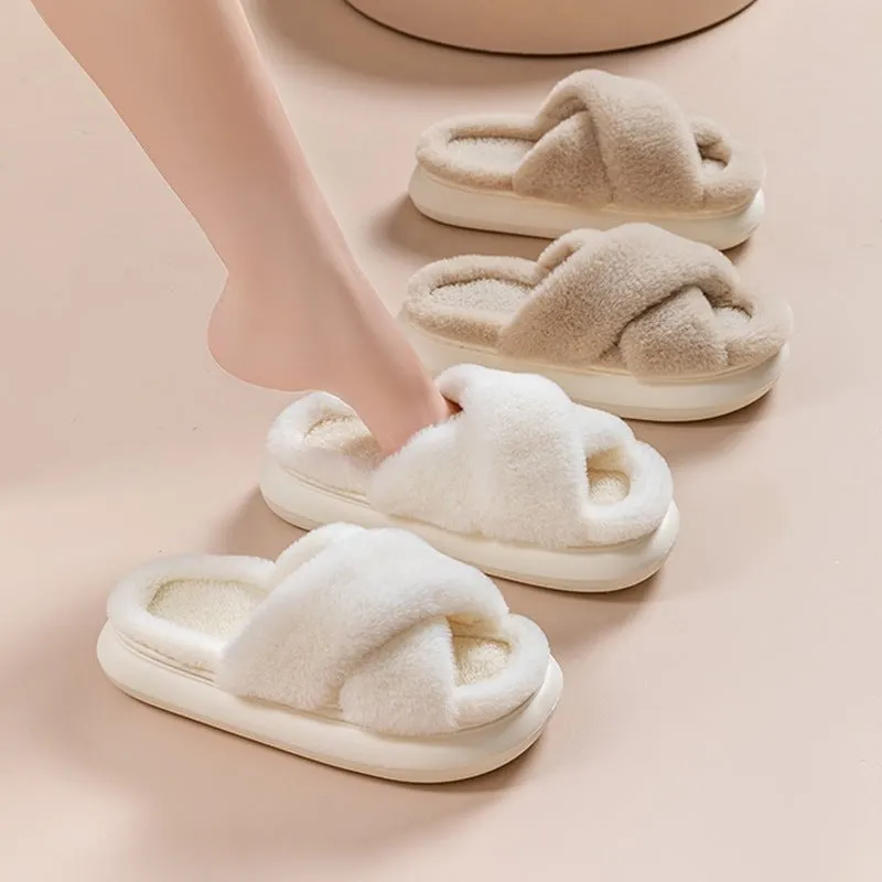 LovelyRLovely Women's Platform Fuzzy Slippers