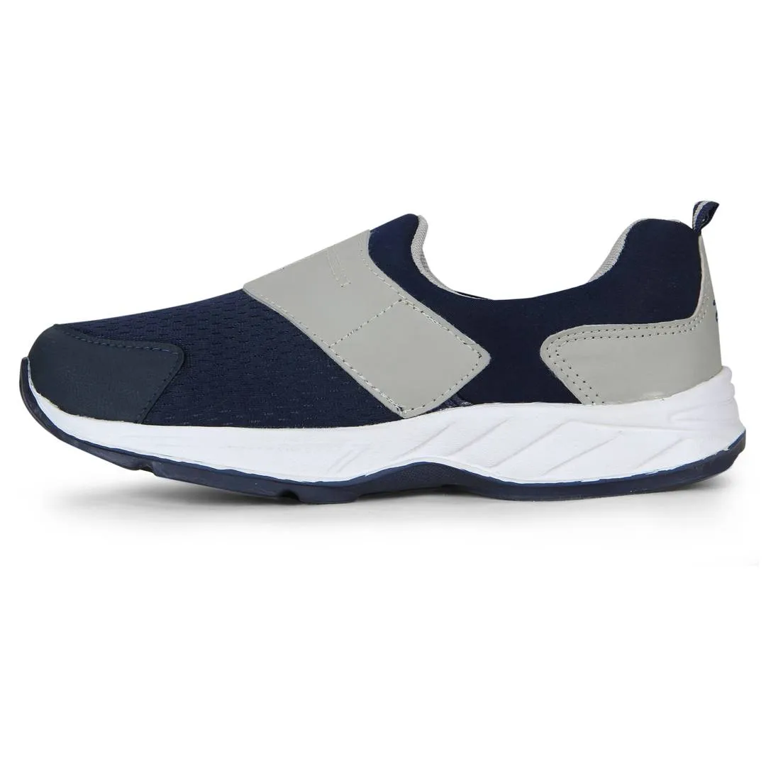 Men Navy Blue Grey Self Design Sports Running Shoes