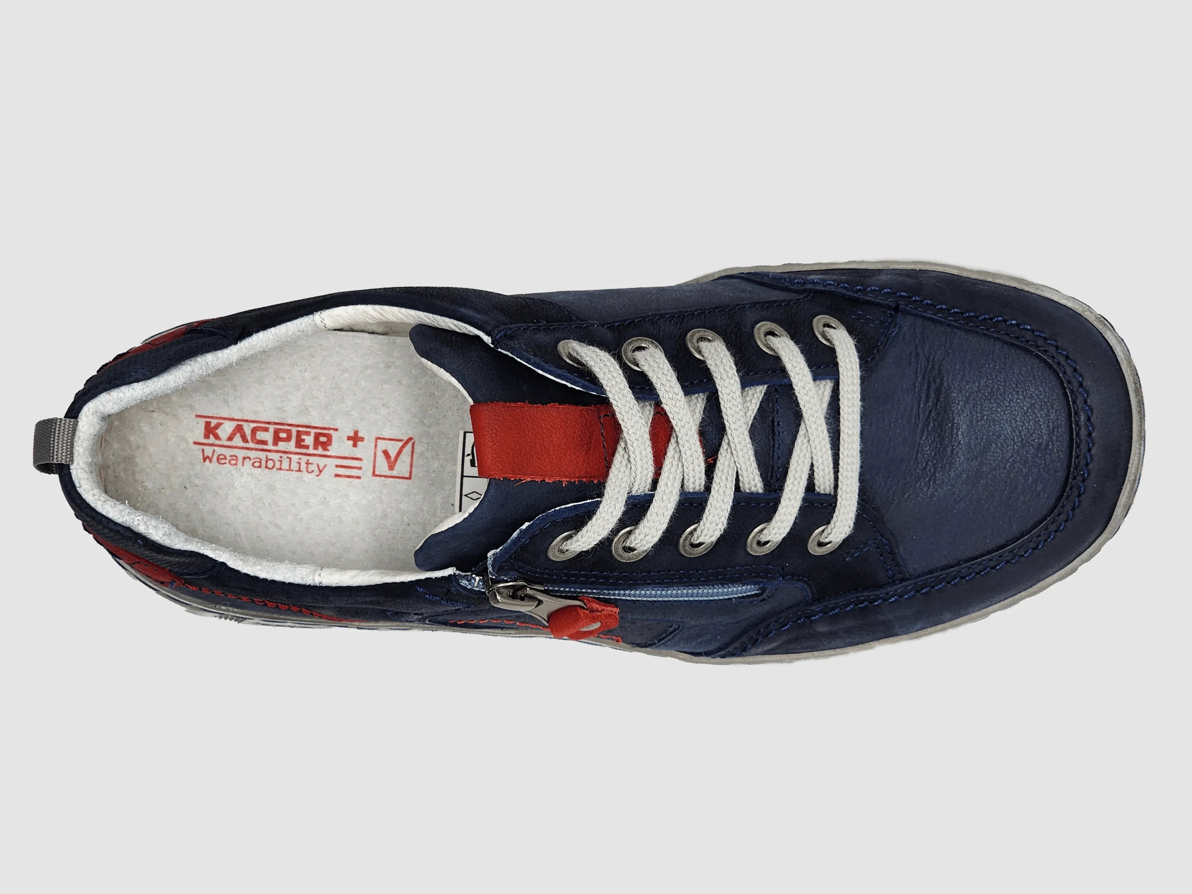 Men's Comfort Zip-Up Leather Shoes - Navy