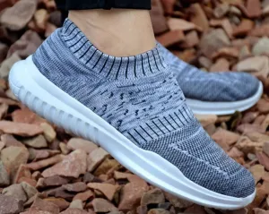 Men's Grey Mesh Solid Sneakers