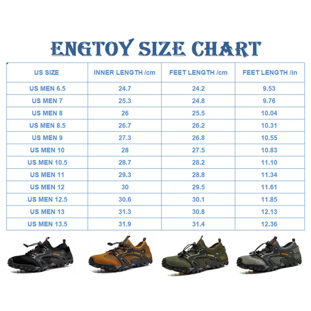 Men's Hiking Breathable Lightweight Shoes Outdoor Quick Dry Mesh Walking Shoes Trekking Training Water Sneakers Size 6-12