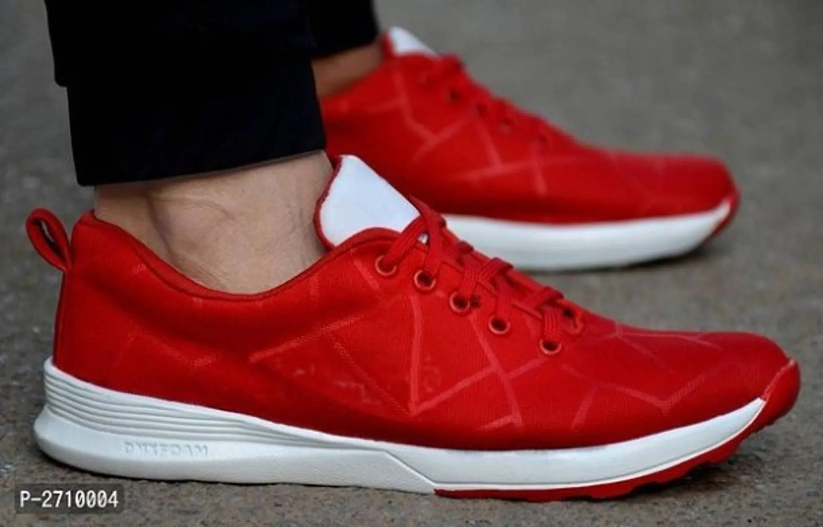 Men's Red Self Design Sports Jogging Shoes